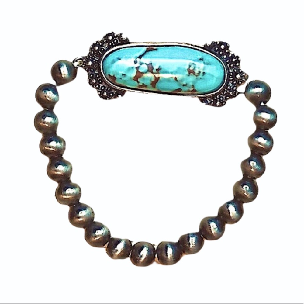 TURQUOISE CONCHO NAVAJO PEARLS BRACELET LAST 1 STRETCHES TO FIT ALL NEW - Picture 5 of 13